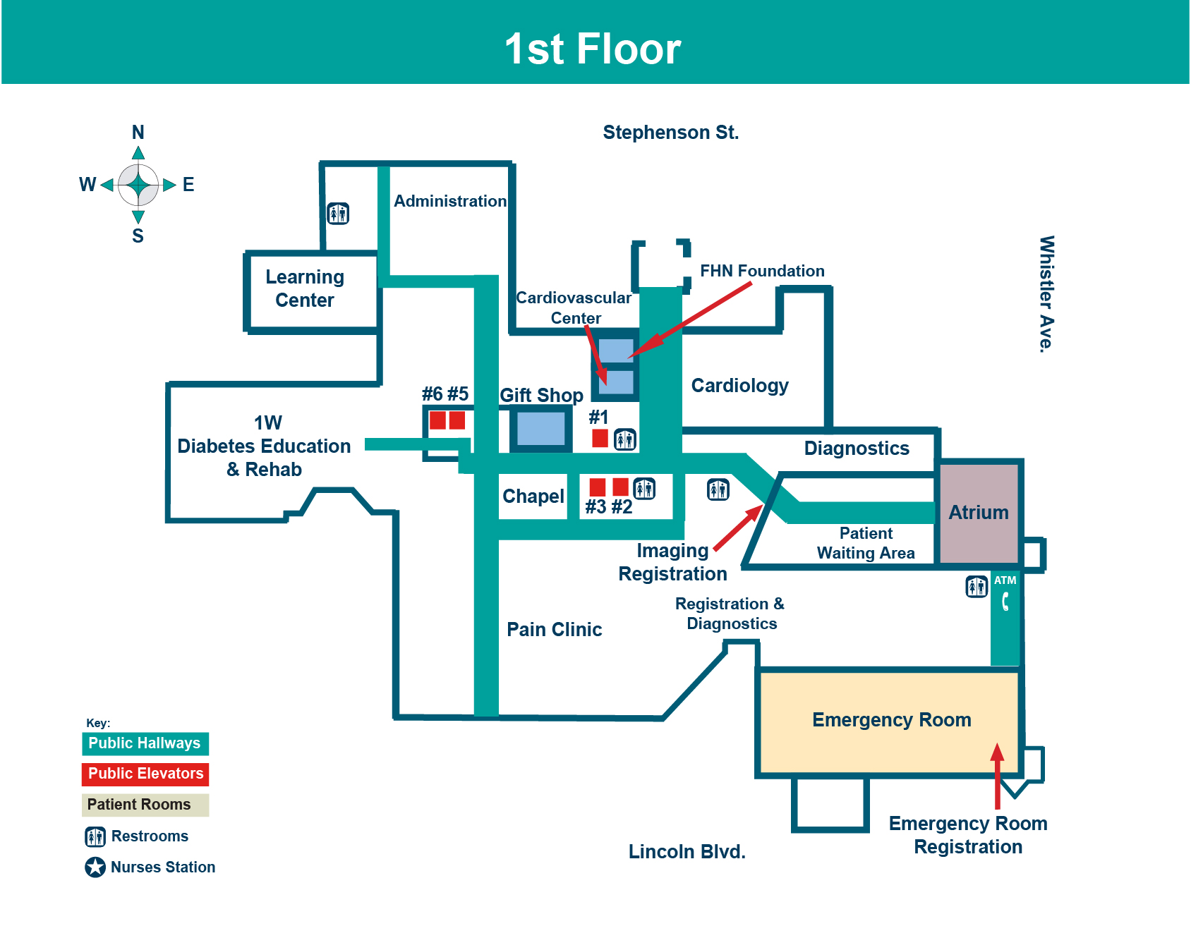 FHN Memorial Hospital first floor layout